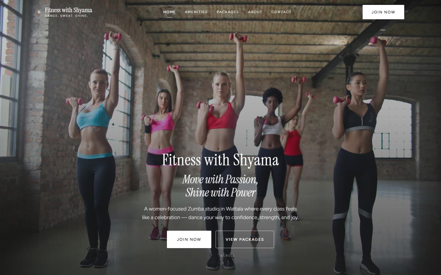 Fit with Shyama homepage hero — Zumba and women's fitness in Wattala
